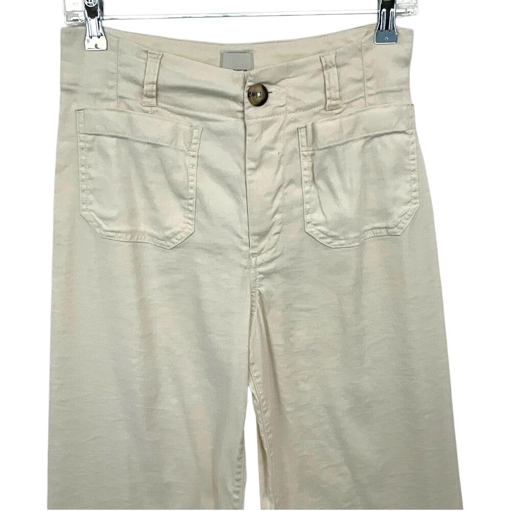 Maeve The Colette Pants Womens 26 White Linen Blend Cropped Wide Leg Twill - Picture 2 of 12